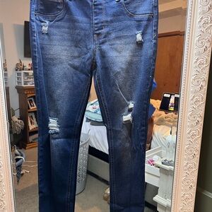 Girls Distressed Blue Jeans
